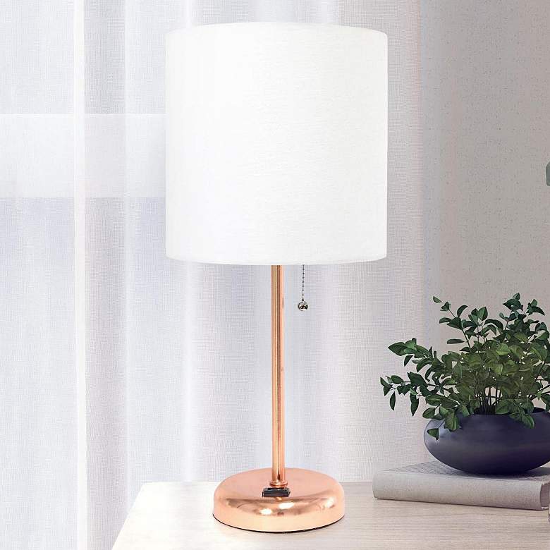 Image 1 Oslo 19 1/2 inchH Gold Outlet Table Desk Lamp with White Shade