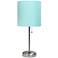 Oslo 19 1/2"H Steel Outlet Table Desk Lamp with Aqua Shade