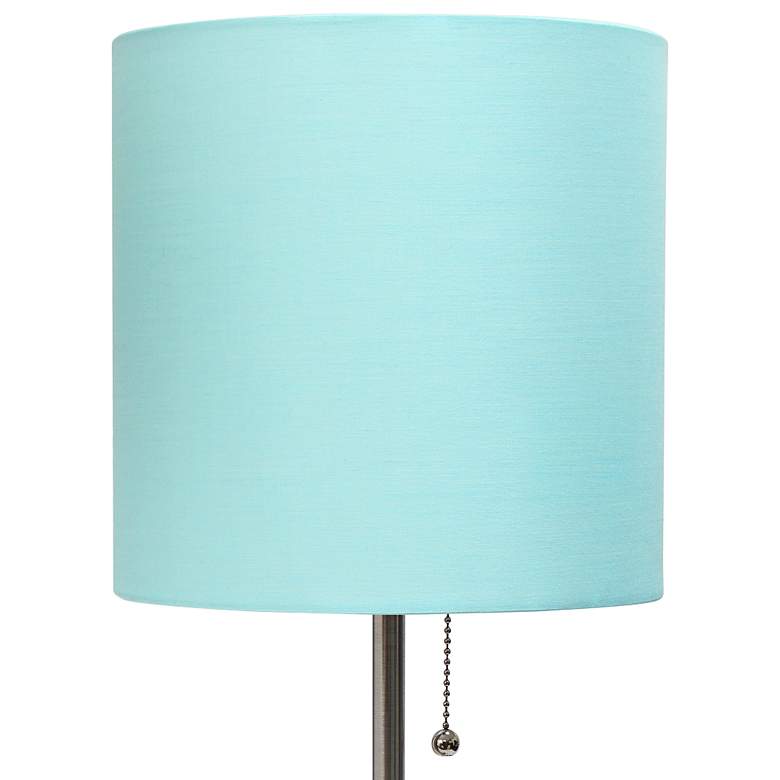 Image 3 Oslo 19 1/2"H Steel Outlet Table Desk Lamp with Aqua Shade more views