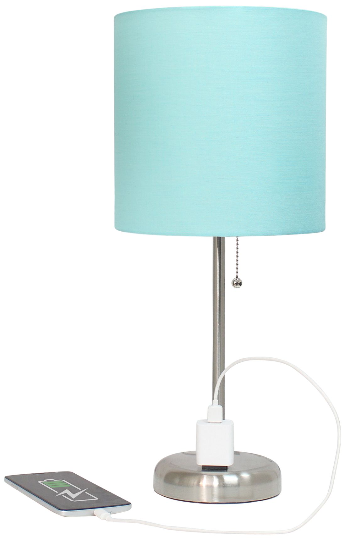 Oslo 19 1/2"H Steel Outlet Table Desk Lamp with Aqua Shade