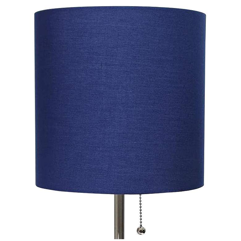 Image 3 Oslo 19 1/2 inchH Steel Outlet Table Desk Lamp with Navy Shade more views