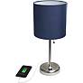 Oslo 19 1/2"H Steel Outlet Table Desk Lamp with Navy Shade