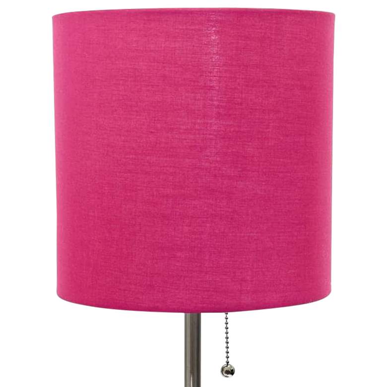 Image 3 Oslo 19 1/2 inchH Steel Outlet Table Desk Lamp with Pink Shade more views