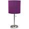 Oslo 19 1/2"H Steel Outlet Table Desk Lamp with Purple Shade