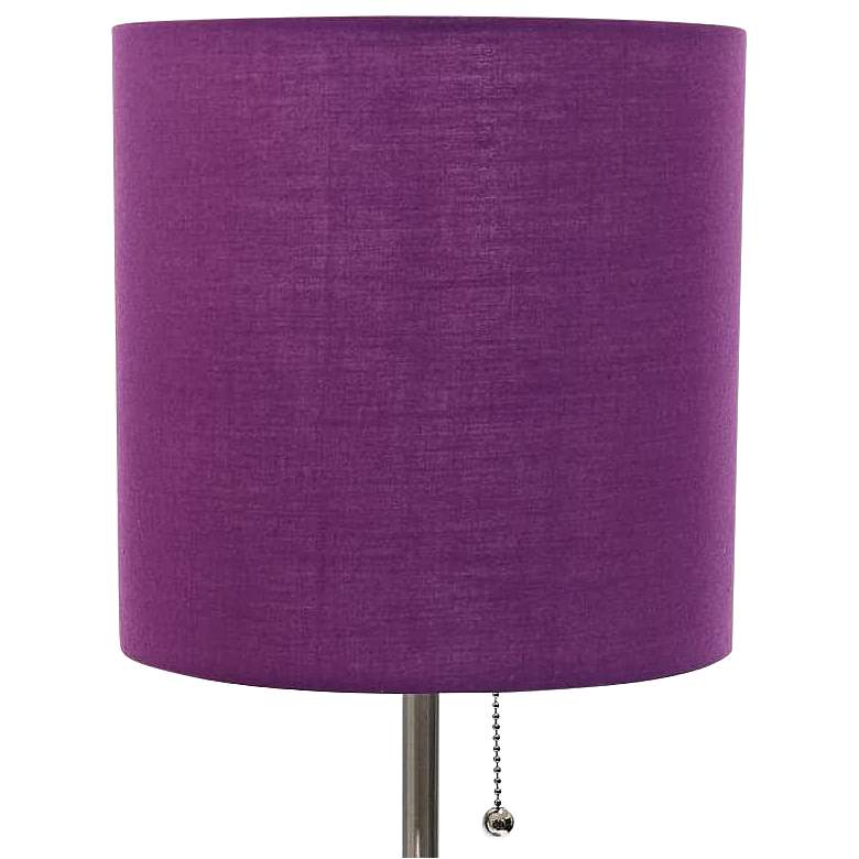 Image 3 Oslo 19 1/2"H Steel Outlet Table Desk Lamp with Purple Shade more views
