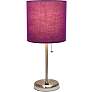 Oslo 19 1/2"H Steel Outlet Table Desk Lamp with Purple Shade