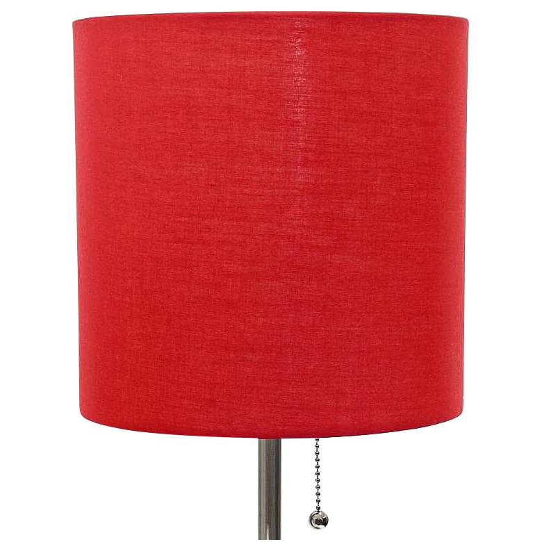 Image 3 Oslo 19 1/2 inchH Steel Outlet Table Desk Lamp with Red Shade more views