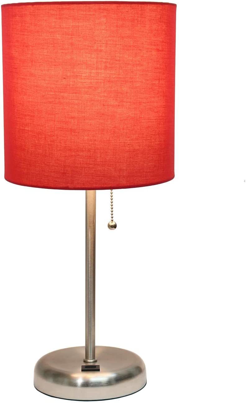 Oslo 19 1/2"H Steel Outlet Table Desk Lamp with Red Shade