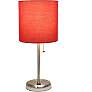 Oslo 19 1/2"H Steel Outlet Table Desk Lamp with Red Shade