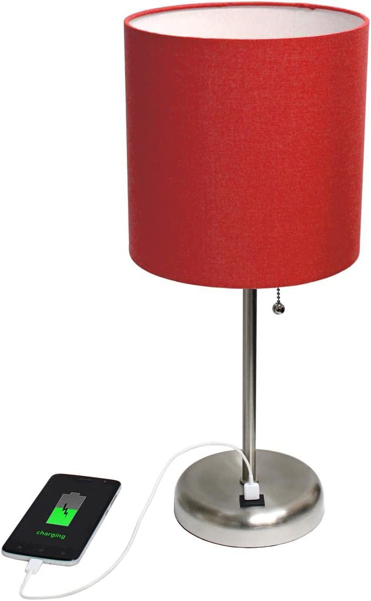Oslo 19 1/2"H Steel Outlet Table Desk Lamp with Red Shade