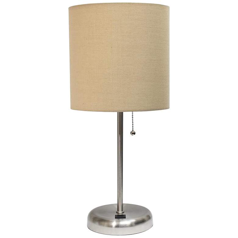 Image 2 Oslo 19 1/2 inchH Steel Outlet Table Desk Lamp with Tan Shade