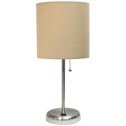 Oslo 19 1/2"H Steel Outlet Table Desk Lamp with Tan Shade