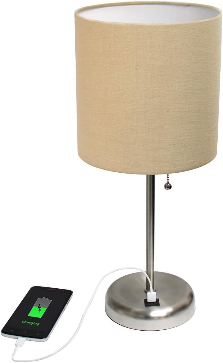 Oslo 19 1/2"H Steel Outlet Table Desk Lamp with Tan Shade