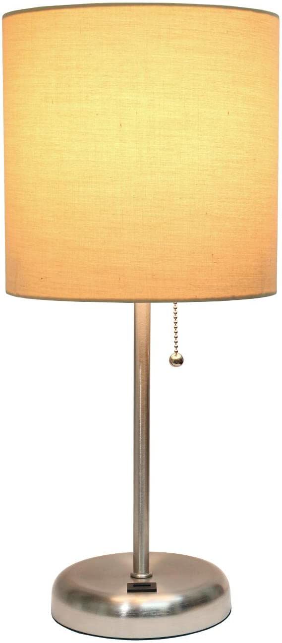 Oslo 19 1/2"H Steel Outlet Table Desk Lamp with Tan Shade
