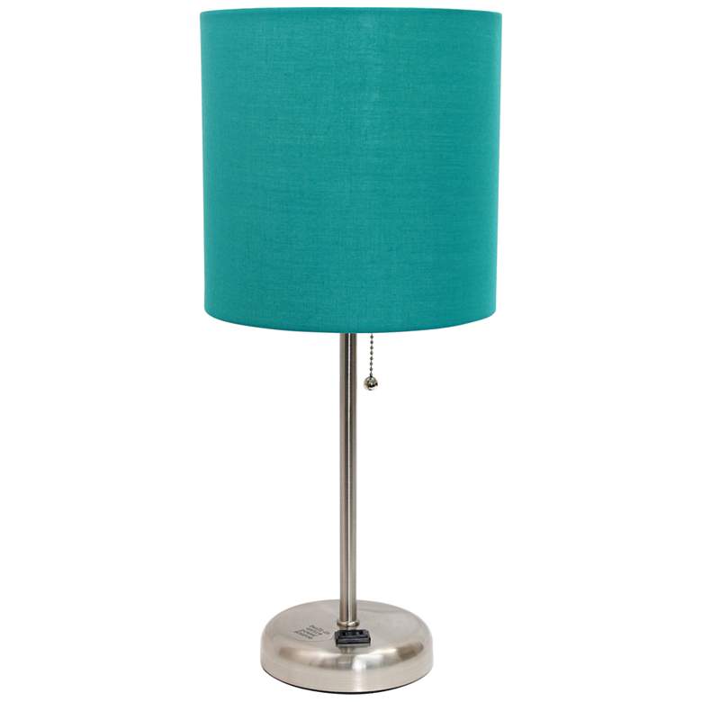 Image 2 Oslo 19 1/2 inchH Steel Outlet Table Desk Lamp with Teal Shade