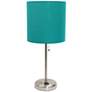 Oslo 19 1/2"H Steel Outlet Table Desk Lamp with Teal Shade