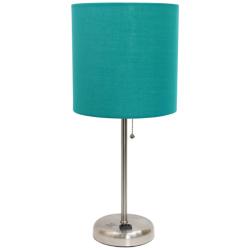 Oslo 19 1/2"H Steel Outlet Table Desk Lamp with Teal Shade