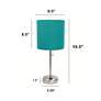 Oslo 19 1/2"H Steel Outlet Table Desk Lamp with Teal Shade