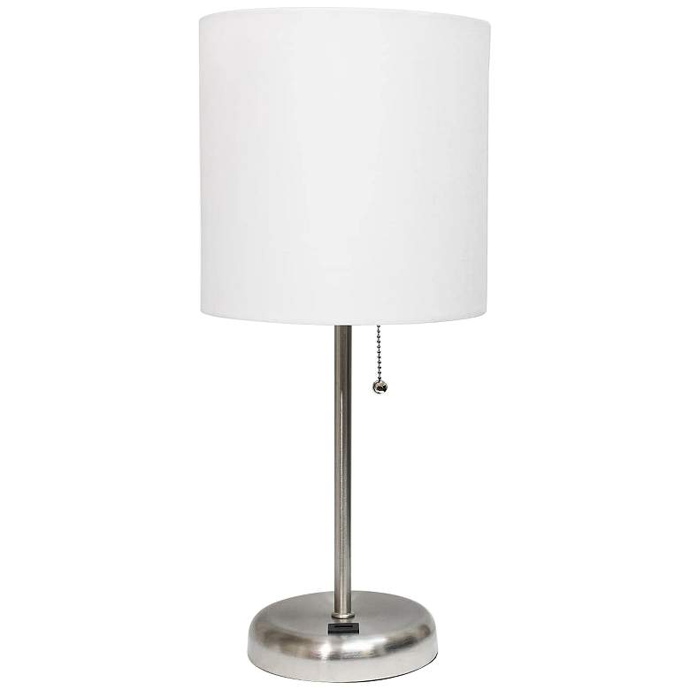 Image 2 Oslo 19 1/2 inchH Steel Outlet Table Desk Lamp with White Shade