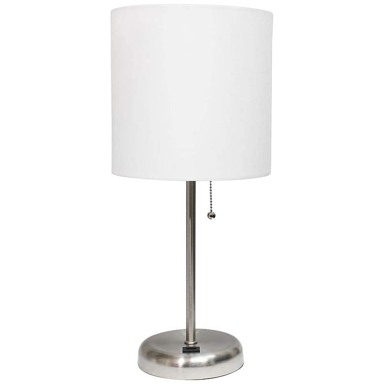 Image 2 Oslo 19 1/2"H Steel Outlet Table Desk Lamp with White Shade