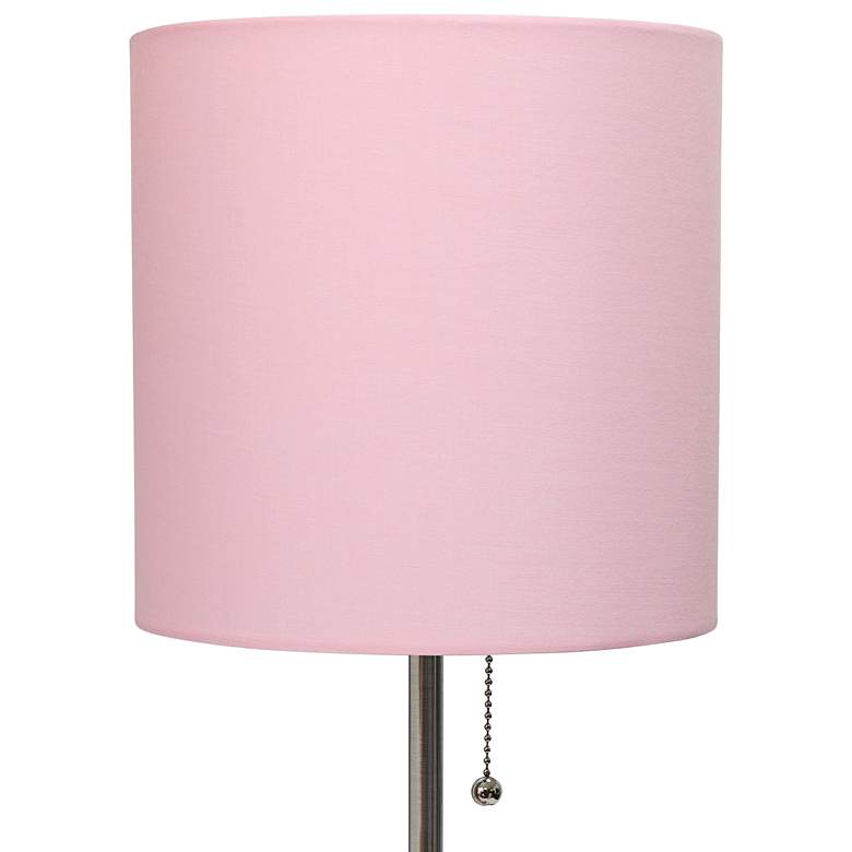 Image 3 Oslo 19 1/2"H Steel Outlet Table Lamp w/ Light Pink Shade more views