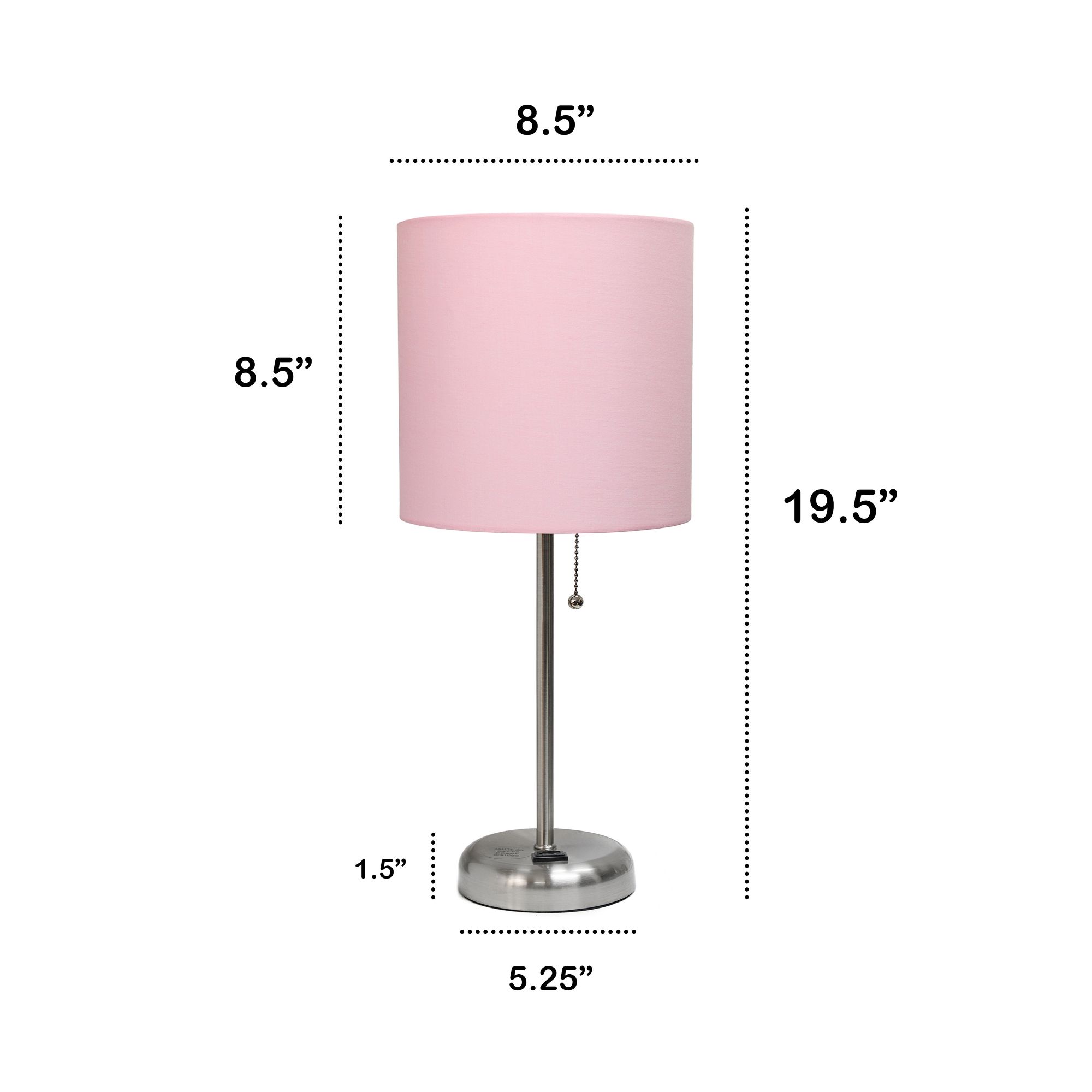 Oslo 19 1/2"H Steel Outlet Table Lamp w/ Light Pink Shade