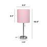 Oslo 19 1/2"H Steel Outlet Table Lamp w/ Light Pink Shade