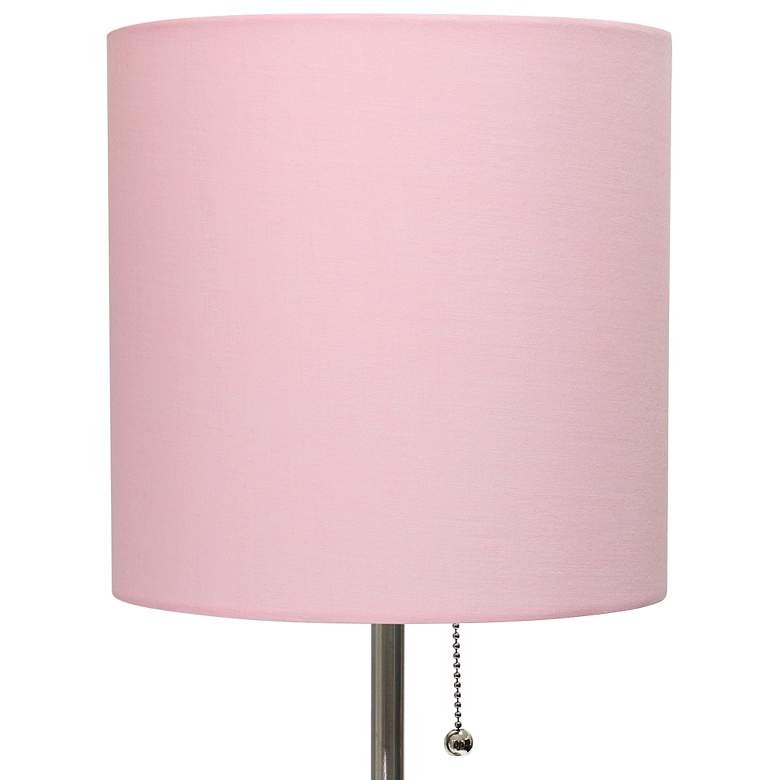 Image 3 Oslo 19 1/2 inchH Steel USB Table Desk Lamp w/ Light Pink Shade more views