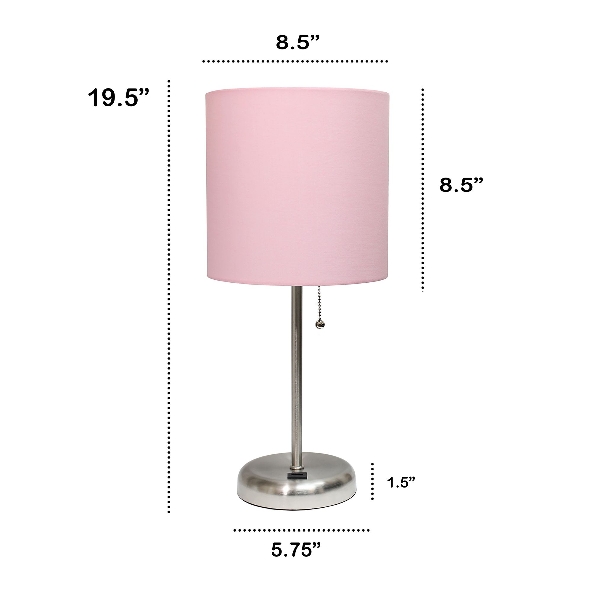 Oslo 19 1/2"H Steel USB Table Desk Lamp w/ Light Pink Shade