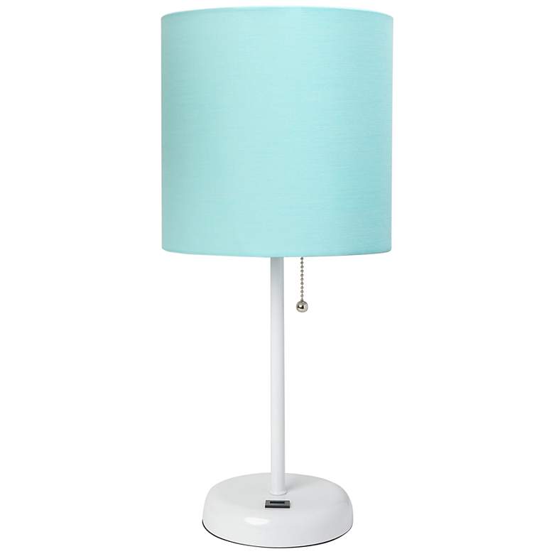 Image 2 Oslo 19 1/2 inchH White Outlet Table Desk Lamp with Aqua Shade