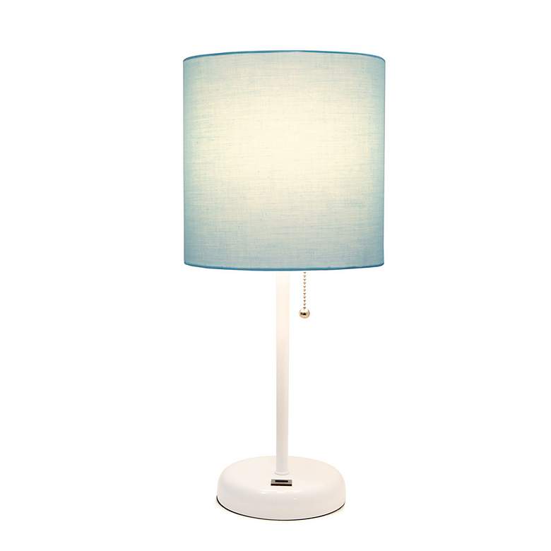 Image 6 Oslo 19 1/2 inchH White Outlet Table Desk Lamp with Aqua Shade more views
