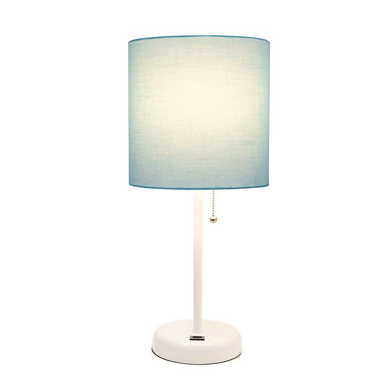 Image 6 Oslo 19 1/2"H White Outlet Table Desk Lamp with Aqua Shade more views
