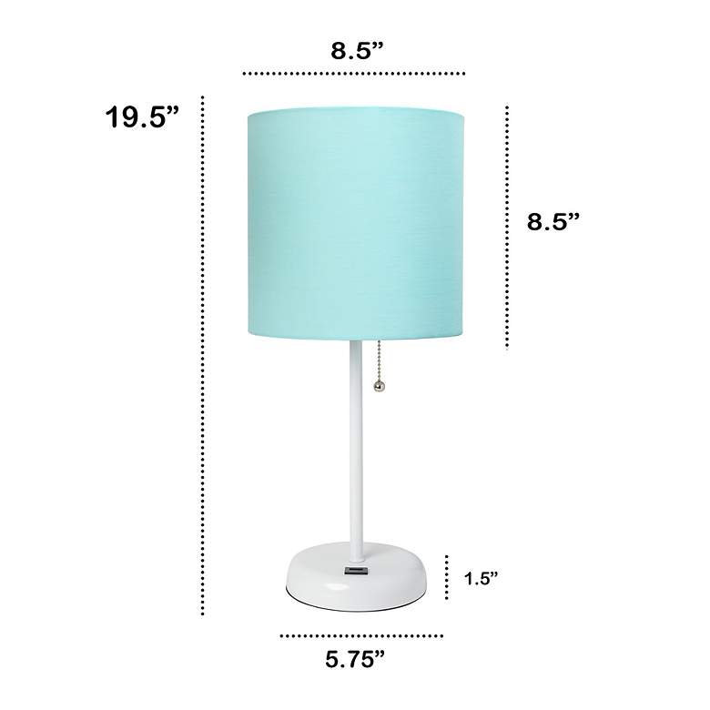 Image 7 Oslo 19 1/2 inchH White Outlet Table Desk Lamp with Aqua Shade more views