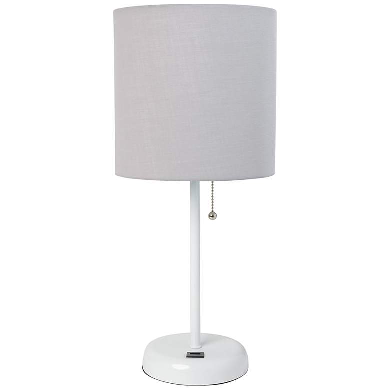 Image 2 Oslo 19 1/2 inchH White Outlet Table Desk Lamp with Gray Shade