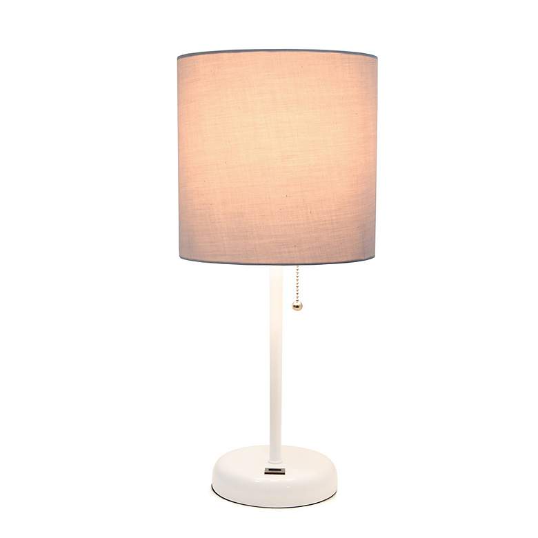 Image 6 Oslo 19 1/2"H White Outlet Table Desk Lamp with Gray Shade more views