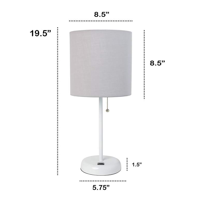 Image 7 Oslo 19 1/2"H White Outlet Table Desk Lamp with Gray Shade more views