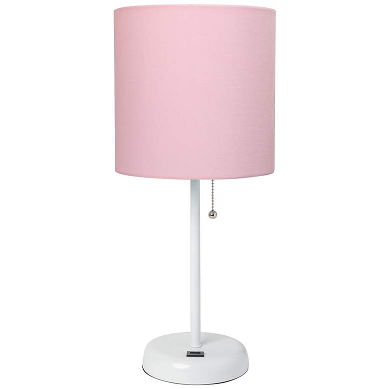 Image 2 Oslo 19 1/2 inchH White Outlet Table Desk Lamp with Pink Shade
