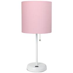 Oslo 19 1/2&quot;H White Outlet Table Desk Lamp with Pink Shade