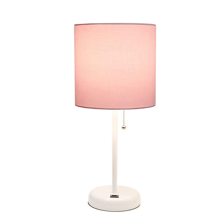 Image 6 Oslo 19 1/2 inchH White Outlet Table Desk Lamp with Pink Shade more views