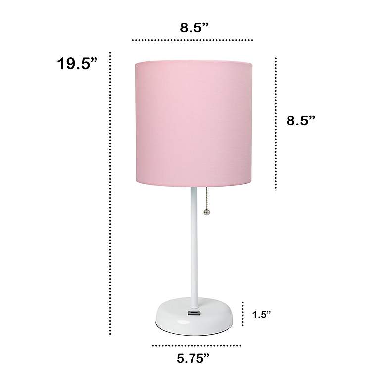 Image 7 Oslo 19 1/2"H White Outlet Table Desk Lamp with Pink Shade more views