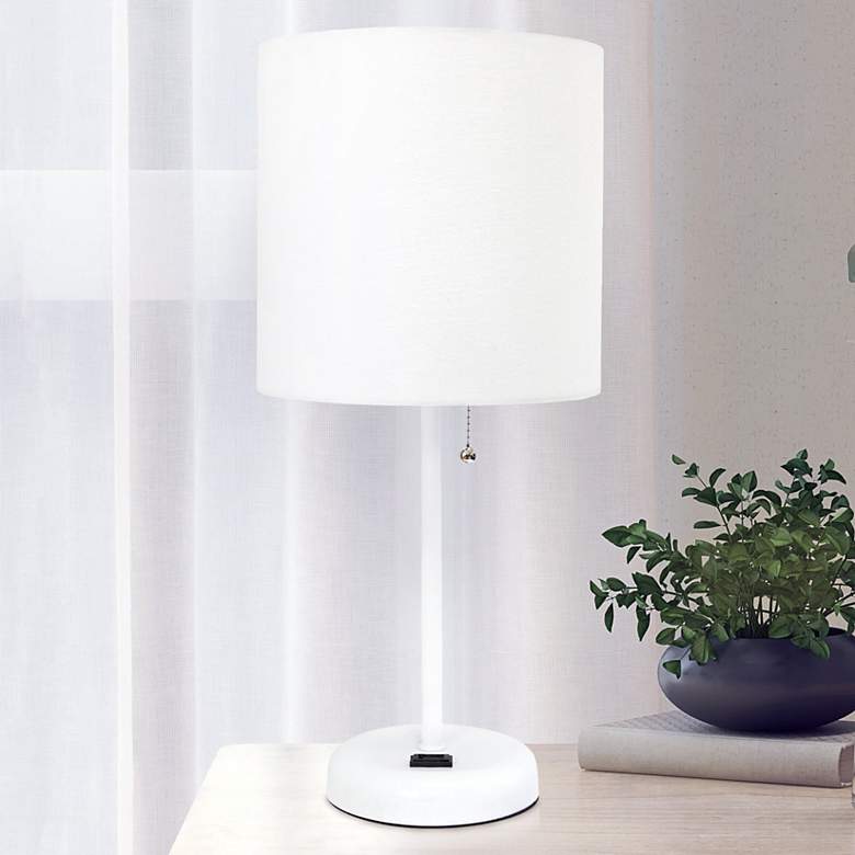Image 1 Oslo 19 1/2"H White Outlet Table Desk Lamp with White Shade