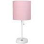 Oslo 19 1/2"H White USB Table Desk Lamp w/ Light Pink Shade