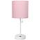 Oslo 19 1/2"H White USB Table Desk Lamp w/ Light Pink Shade