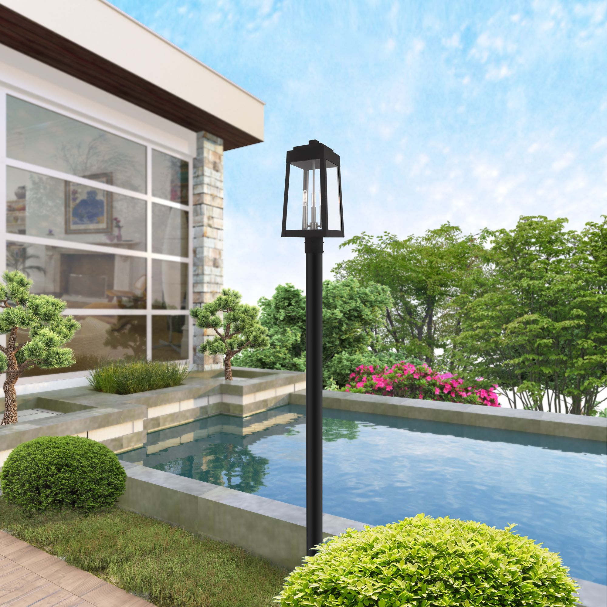 Oslo 20 1/2" High Black 3-Light Outdoor Post Light