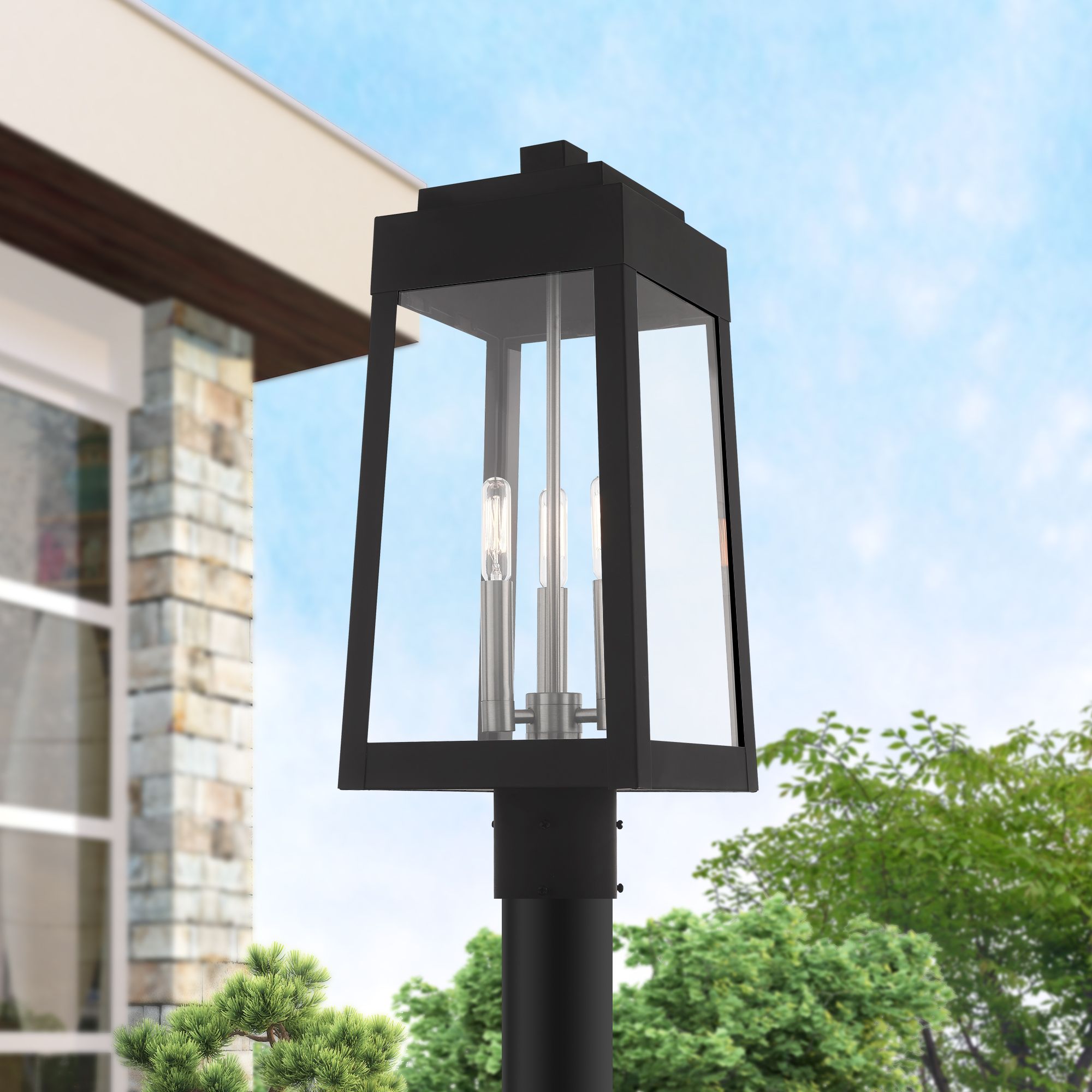 Oslo 20 1/2" High Black 3-Light Outdoor Post Light