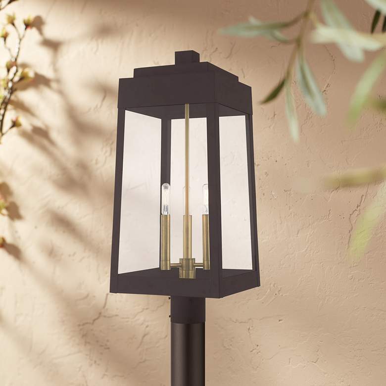 Image 1 Oslo 24 3/4 inch High Bronze Outdoor Lantern Post Light