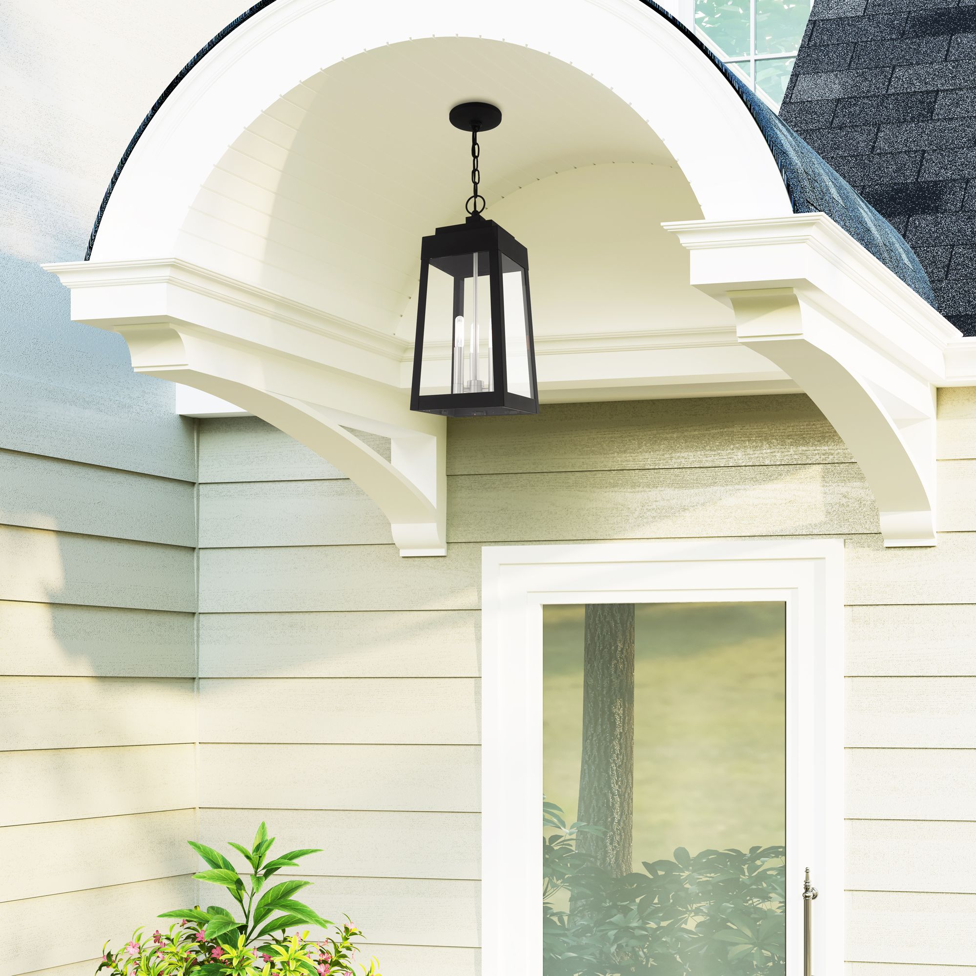 Oslo 3 Light Black Outdoor Pendant Lantern