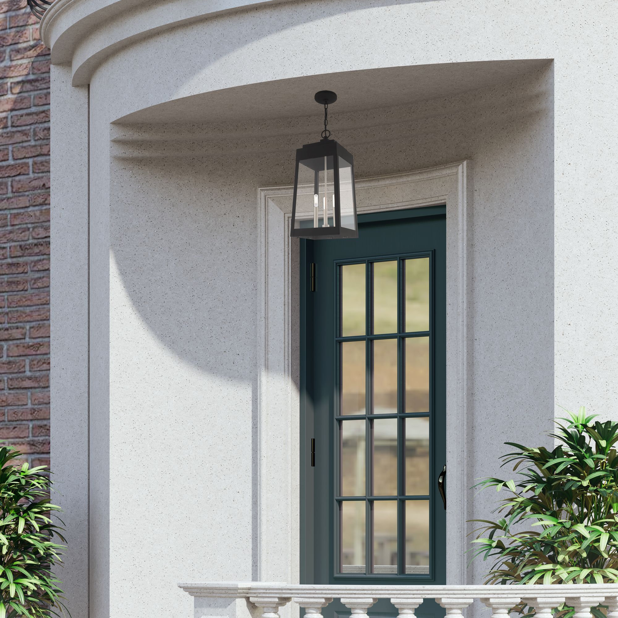 Oslo 3 Light Black Outdoor Pendant Lantern