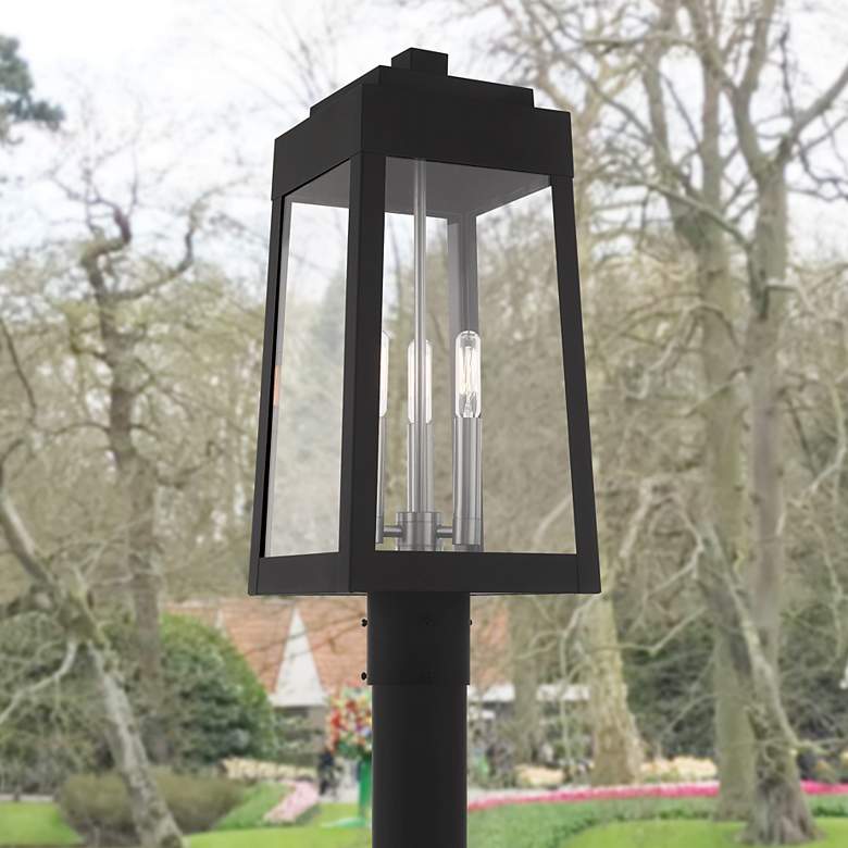 Image 1 Oslo 3 Light Black Outdoor Post Top Lantern