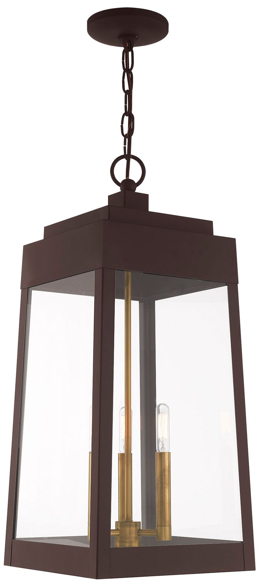 Image 2 Oslo 3 Light Bronze Outdoor Pendant Lantern